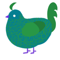Prismarine, a sea and viridian chicken with a double-lace pattern