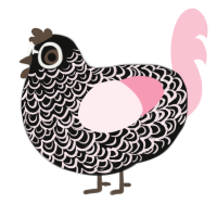 Dr Beaumont, a black and rose chicken with a double-lace pattern