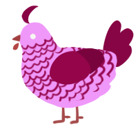 Rosita, a lavender and maroon chicken with a lace pattern