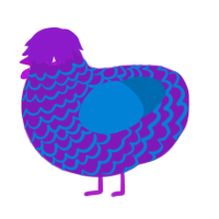 A violet and sapphire chicken with a lace pattern