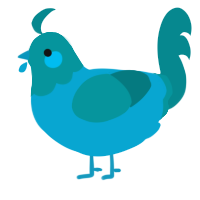 A cerulean and teal chicken with a head pattern