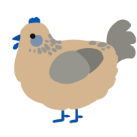 A beige and ash chicken with a neck-speckle pattern
