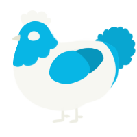 A white and cerulean chicken with a head pattern