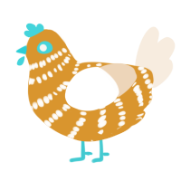 A orange and cream chicken with a bar pattern