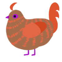 A brown and vermilion chicken with a bar pattern