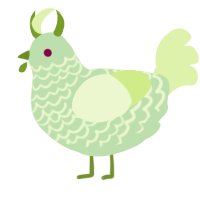 Elliott, a gluppy and apple chicken with a lace pattern