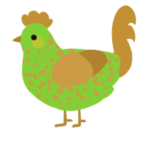 A grass and gold chicken with a speckle pattern