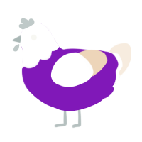 A violet and cream chicken with a head pattern