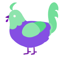 A blurple and spring chicken with a head pattern