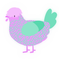 A lavender and mint chicken with a double-lace pattern