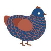 Fireblu Doom Texture, a ultramarine and red chicken with a lace pattern