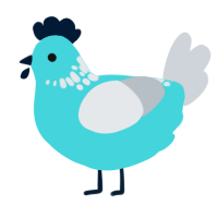 A aqua and mist chicken with a neck-speckle pattern