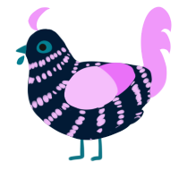 A tumblr and lavender chicken with a bar pattern