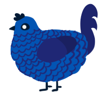 A ultramarine and navy chicken with a lace pattern