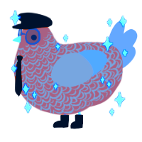 A sky and ultramarine chicken with a double-lace pattern