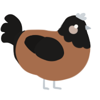 caramel truffle, a brown and sable chicken with a head pattern