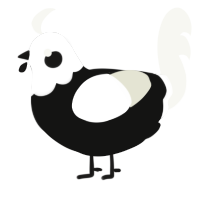 A black and white chicken with a head pattern