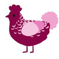 A maroon and pink chicken with a half-lace pattern