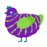 A violet and grass chicken with a bar pattern