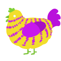 A yellow and amethyst chicken with a bar pattern