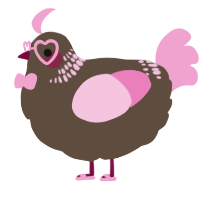 A bark and pink chicken with a neck-band pattern