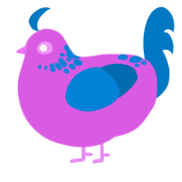 Bubblegum, a orchid and sapphire chicken with a neck-speckle pattern