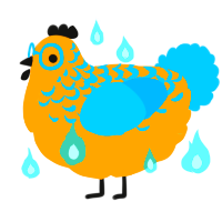 A orange and sky chicken with a half-lace pattern