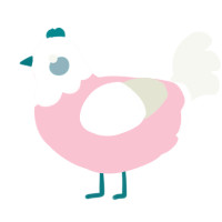 A rose and white chicken with a head pattern