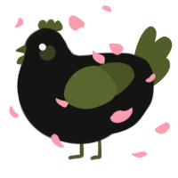 A black and olive chicken