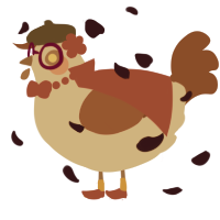 A beige and russet chicken