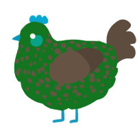 A leaf and bark chicken with a speckle pattern