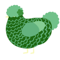 A lavender and red chicken with a lace pattern