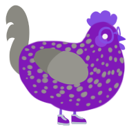 A violet and ash chicken with a speckle pattern