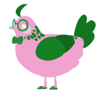 A pink and leaf chicken with a neck-speckle pattern