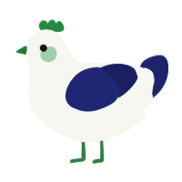 A white and navy chicken