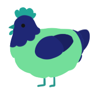A spring and navy chicken with a head pattern