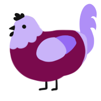 A wine and lilac chicken with a head pattern