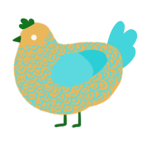 A honey and aqua chicken with a double-lace pattern