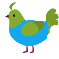 A sky and chartreuse chicken with a head pattern