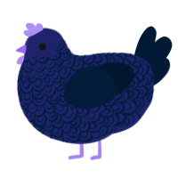 A navy and tumblr chicken with a double-lace pattern