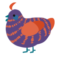 A overcast and vermilion chicken with a bar pattern