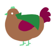 BBQ Nugget, a brown and maroon chicken