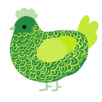 A viridian and lime chicken with a double-lace pattern