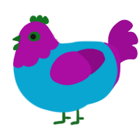 A cerulean and plum chicken with a head pattern