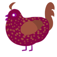 Tomato sauce, a maroon and russet chicken with a speckle pattern