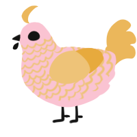 A rose and honey chicken with a lace pattern