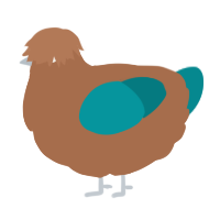 A brown and teal chicken