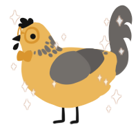 A honey and grey chicken with a neck-speckle pattern