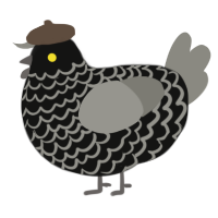 A black and ash chicken with a lace pattern