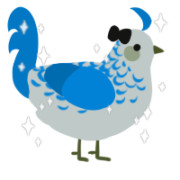 A silver and sapphire chicken with a half-lace pattern